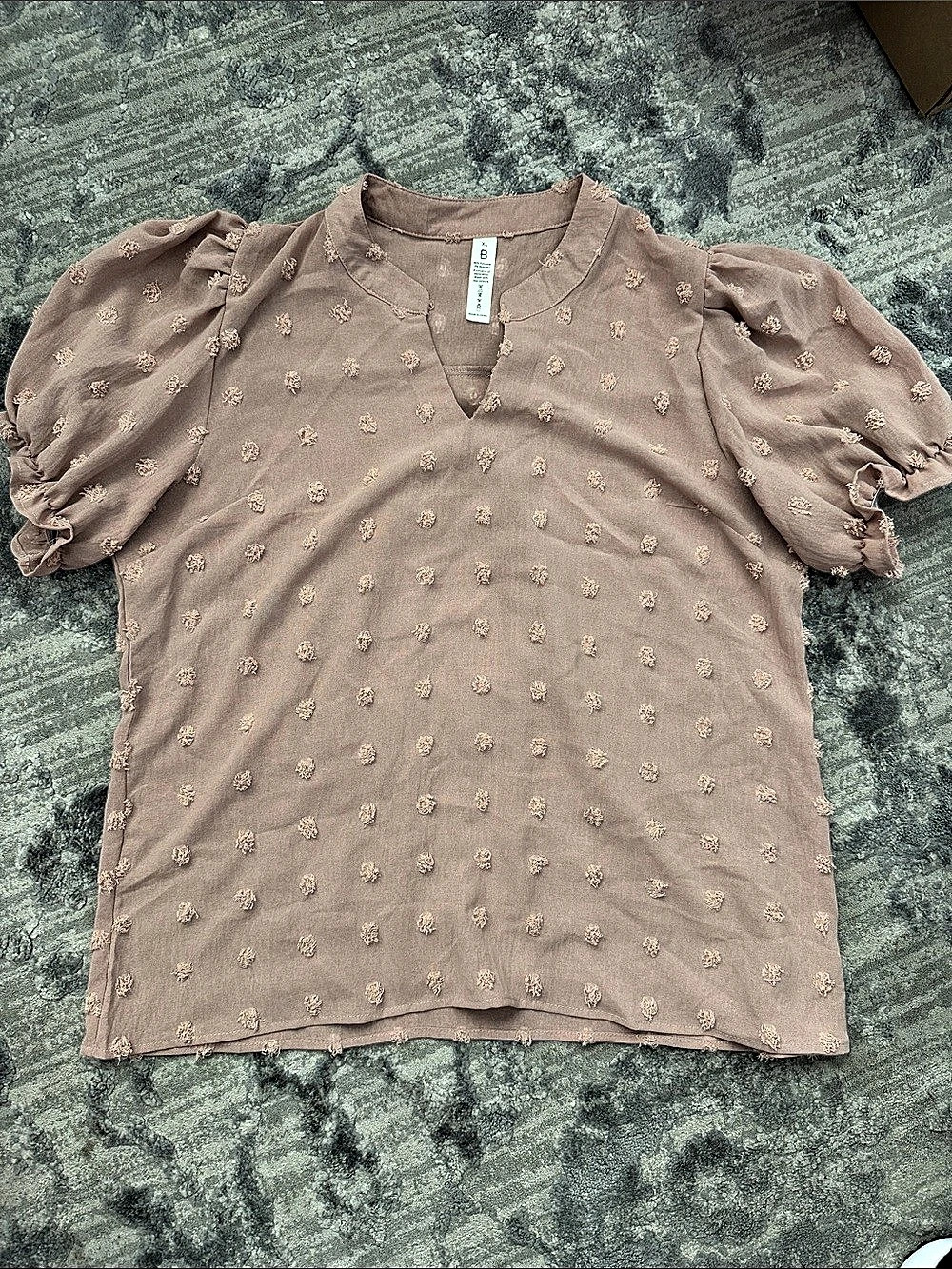 Floral Puff Sleeve Blouse in Pink Size XL